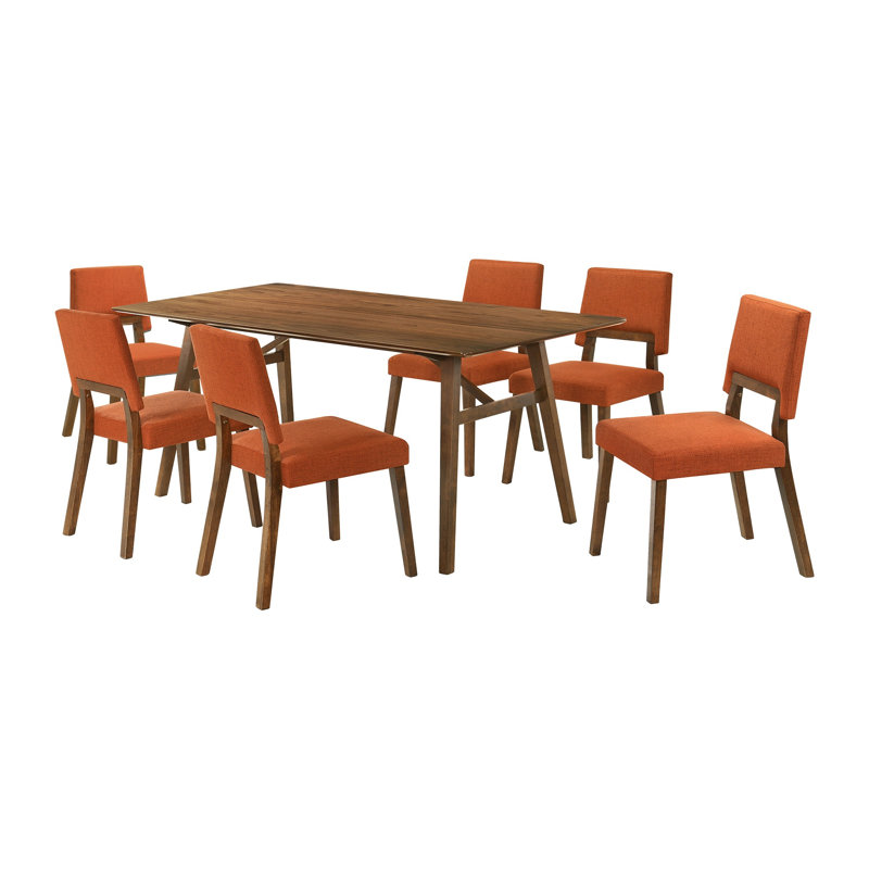 Ensemble de salle à manger 7 pièces Flaner, Brun, Orange/brun, Brun