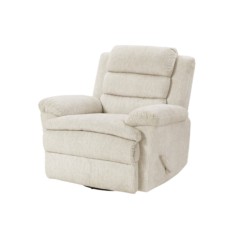 Oxy Swivel Manual Reclining Chair, Foam Pillow Arms, Beige Microfiber, Beige