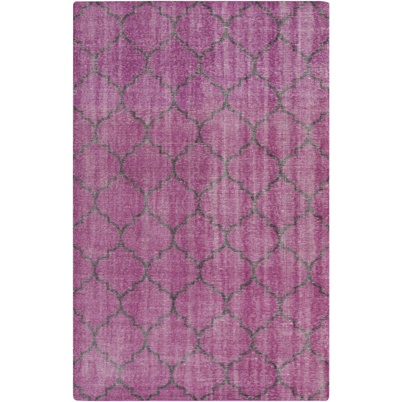 Tapis magenta en laine noué à la main Elsea, Rectangle 3 pi 6 po x 5 pi 6 po