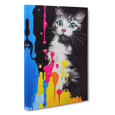 Cat In Paint No.3 - Wrapped Canvas