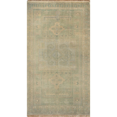 Ambrosia Oriental Hand-Knotted Wool Area Rug in Sage
