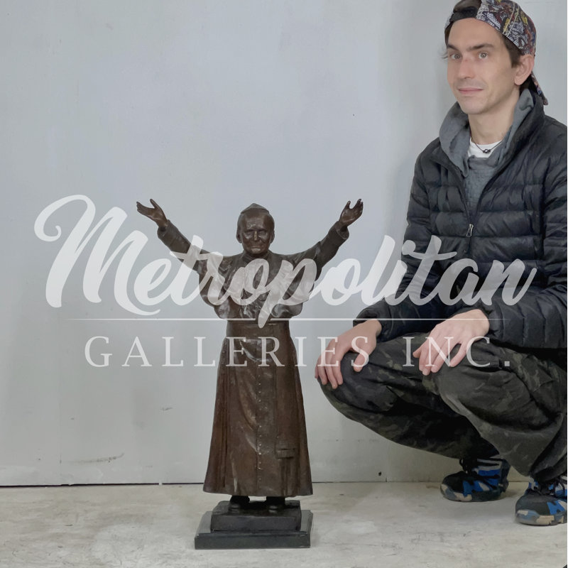 Bronze Pope John Paul Table Top Sculpture