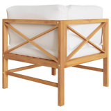 Latitude Run® Corner Sofas 2 Pcs With Cream Cushions Solid Teak Wood