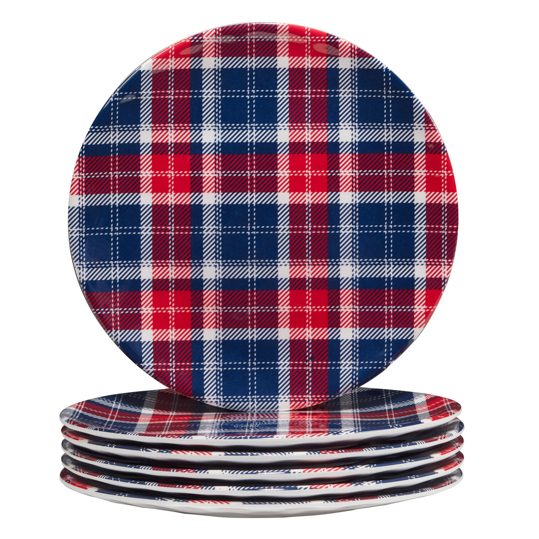 Patriotic Plaid  Set/6 Salad Plate 9" Certified International