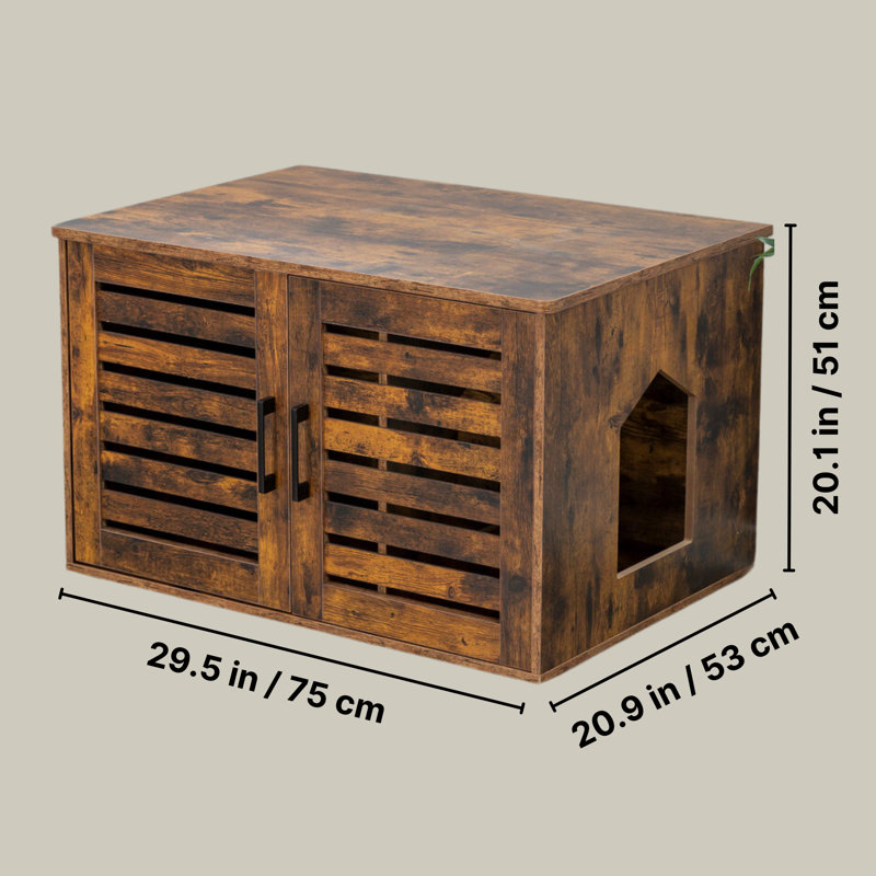 Rustic Brown Engineered Wood Hidden Litter Box Enclosure