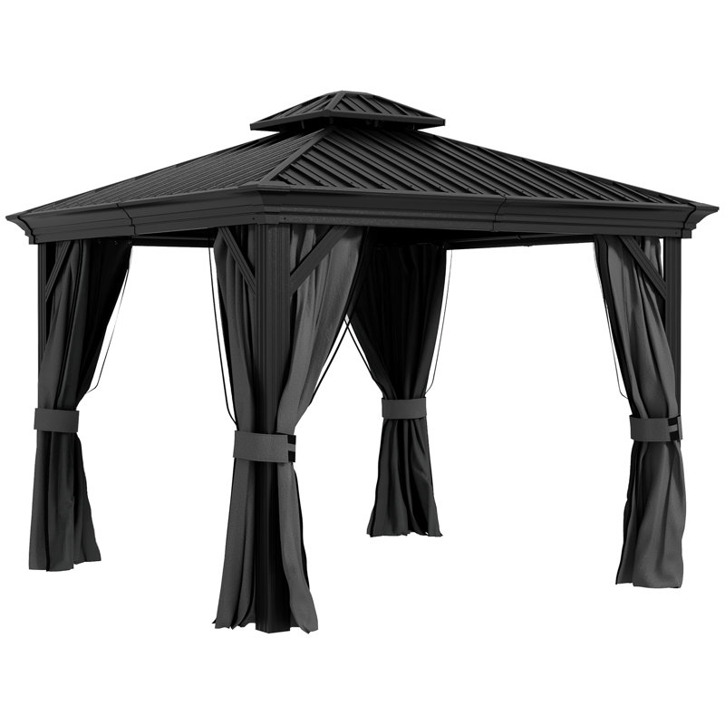 10 Ft. W x 10 Ft. D Aluminum Patio Gazebo, Light Gray