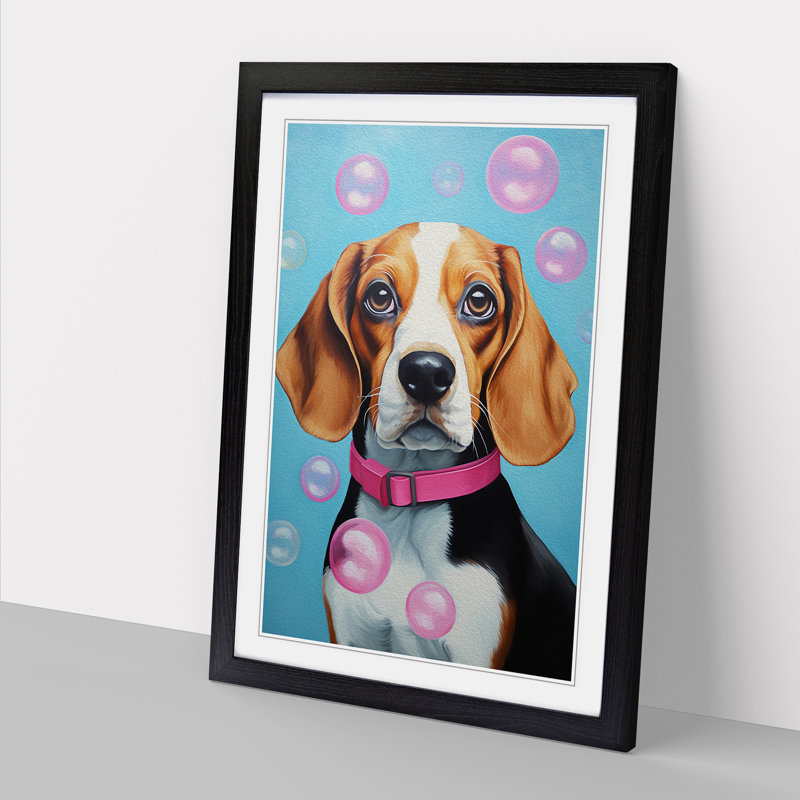 Beagle Bubble Gum - Framed Print, 34cm H x 25cm W x 2cm D, Black