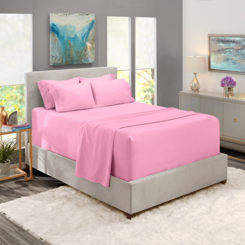 Ensemble de draps en micro-fibre, Lilas, Drap-housse de taille double