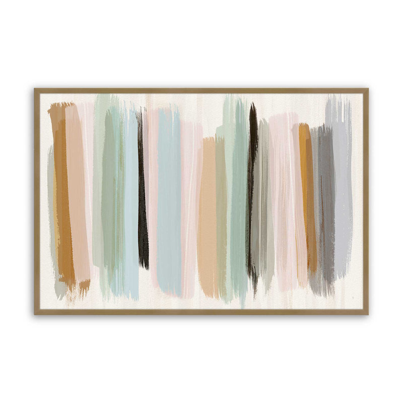 Imprimé panache pastel, Papier avec cadre simple brossé doré, H 19,25 po x l 25,25 po x P 1,25 po