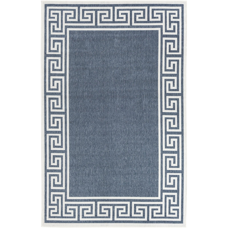 Tapis d'extérieur Ayton de couleur bleu marine, Rectangle 5 pi 3 po x 8 pi