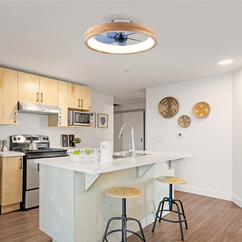 Ventilateurs de plafond encastrés de 20 po avec lumières et télécommande, ventilateur de plafond à profil bas à intensité variable avec moteur à courant continu silencieux pour le salon, la chambre à coucher