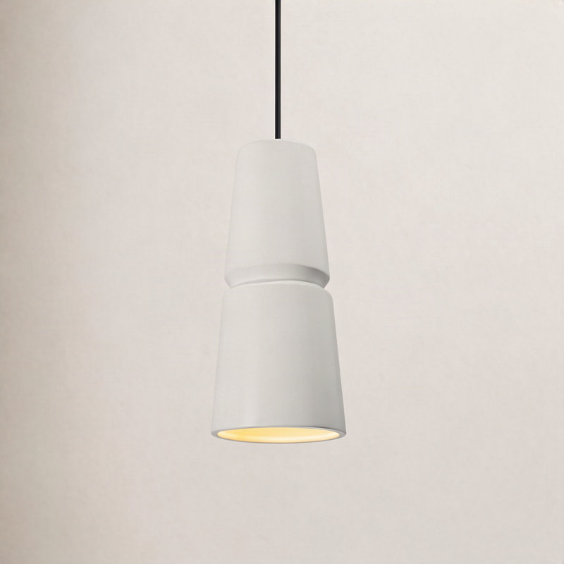Luminaire suspendu conique à 1 lumière Logan, H 13,5 po x l 6 po x P 6 po, Blanc mat, Bronze foncé