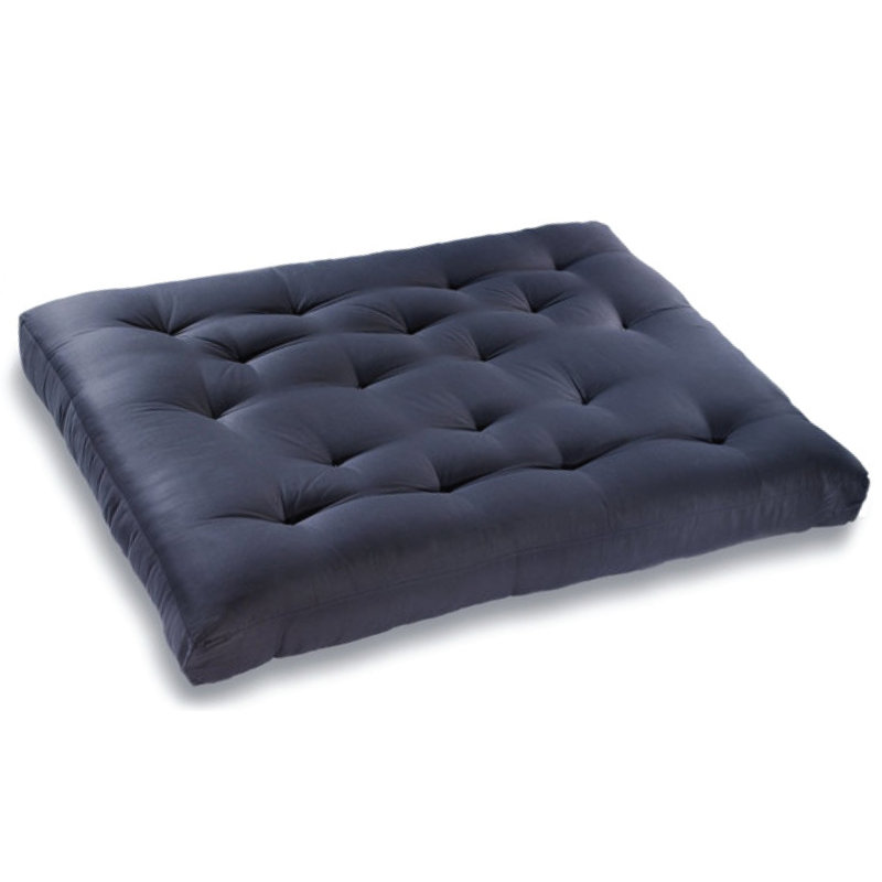 Matelas de futon double en coton Frary, Bleu