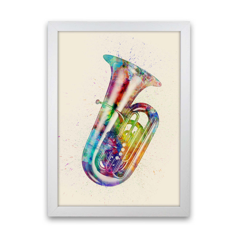 Tuba by Michael Tompsett - Print, White Framed, 46cm H x 34cm W x 3cm D