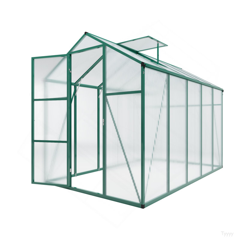 Newly Marketed Gain Height Windproofaluminum Greenhouse 6X10 FT Polycarbonate Greenhouse Raised Base And Anchor Aluminum Heavy Duty Walk-In Greenhouses For Outdoor Backyard In All Season