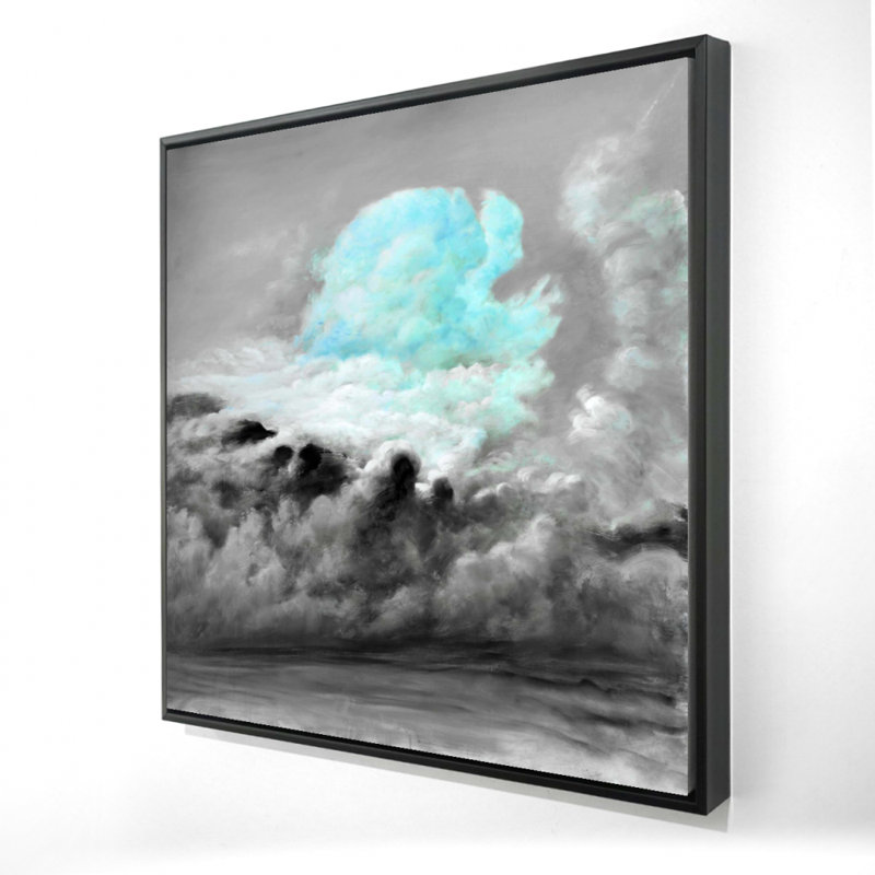 Toile encadrée «Blue Clouds» | Art mural de chambre à coucher, H 25,25 po x l 25,25 po