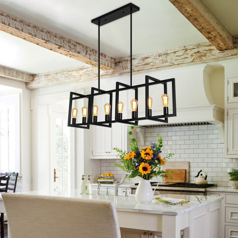 Luminaire suspendu noir 8 lumières Barbara