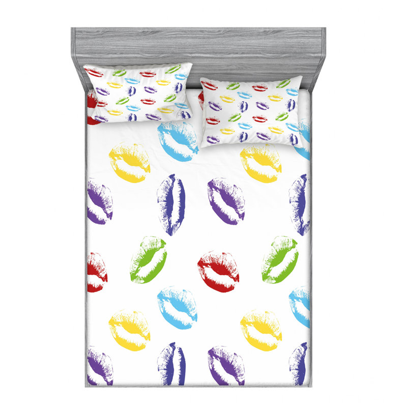 Ensemble de draps géométriques Make Up, Ensemble de drap pour grand lit avec drap-housse