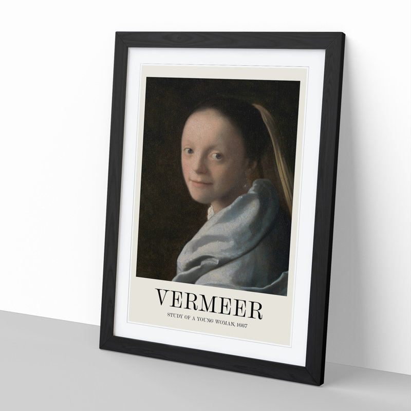 Study Of A Young Woman by Johannes Vermeer - Single Picture Frame Print, 65cm H x 48cm W x 2cm D, Black Framed