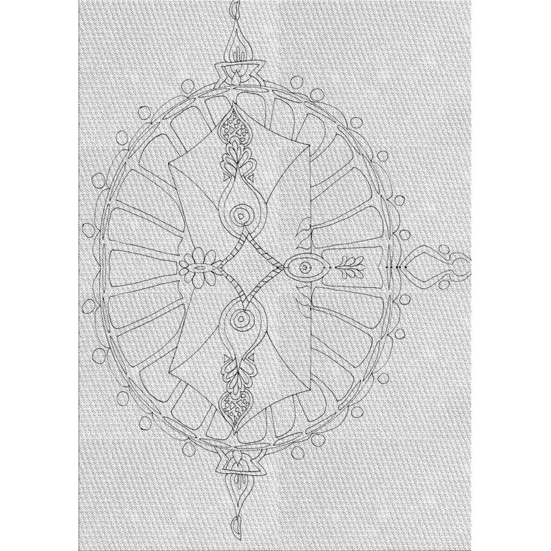 Tapis blanc/noir tissé à la machine, Rectangle 7 pi x 10 pi