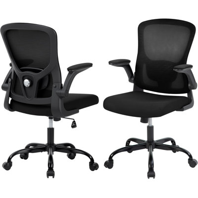 Mesh Desk Chair Reclining, Ergonomic Home Office Chair with Flip-Up Armrests, 360° Swivel Casters,Metal Base, for Conferences/Desk Work,Gaming