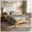 Structure de lit plateforme Mid-Century moderne avec tête de lit tapissier, support de lattes en bois massif, aucun sommier requis, assemblage facile-129675751-129675753
