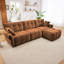 Ensemble de canapé à trois places avec repose-pieds et coussins, bois massif, chenille texturée, coussins à haute résilience, idéal pour la vie, le salon, le bureau, les espaces hôteliers, en orange brûlé-1949649908-1949649915-1949649913
