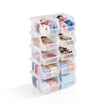 Sorbus 10 Pack Extra Small Open Front Stackable Clothing Storage Bin – Closet & Wardrobe Organizer