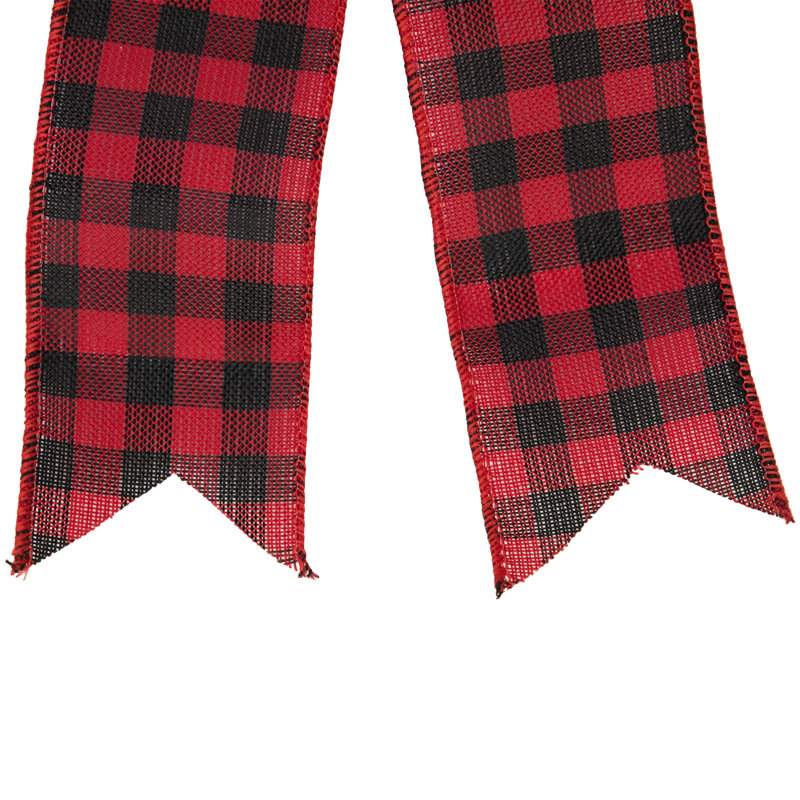 Red and Black Plaid Fabric Christmas Bow Tree Topper