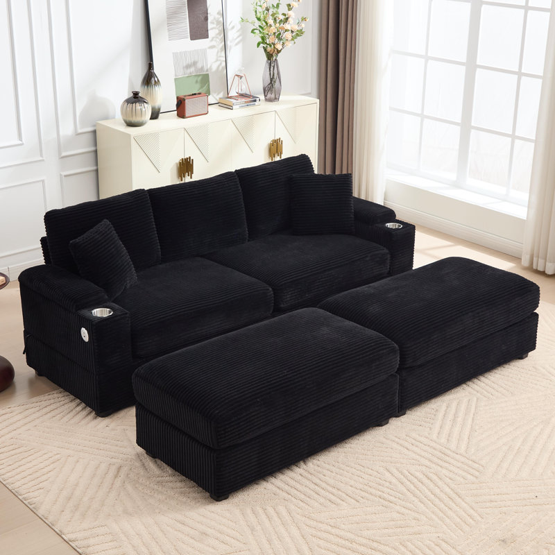 Canapé 86,6 po 86,5 po, Noir
