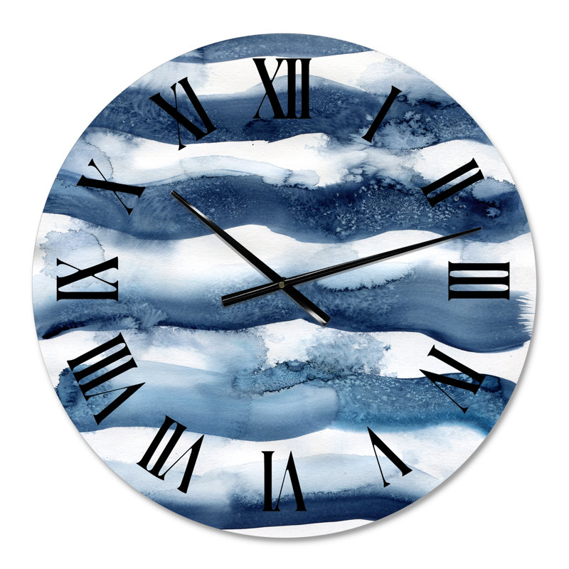 Abstrait bleu classique abstrait - horloge murale moderne, Surdimensionné