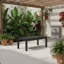 Table basse d'extérieur en aluminium toutes saisons, table d'appoint à lattes de patio noir avec un design durable et élégant pour tout jardin ou terrasse