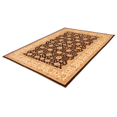 Tapis brun foncé Peshawar Oushak 9 pi 9 po x 14 pi 0 po