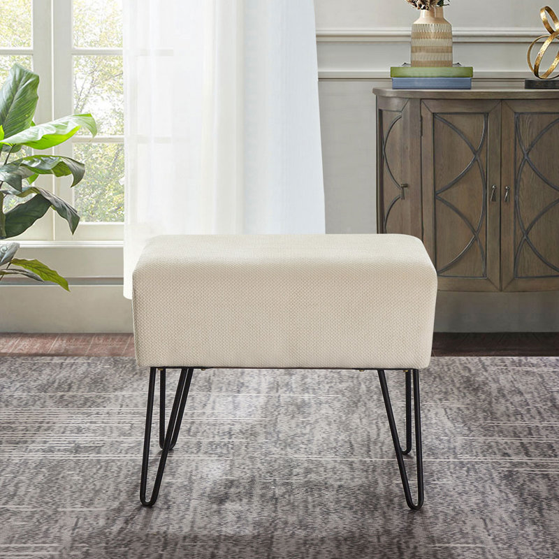 48.3cm Wide Rectangle Solid Colour Standard Ottoman, Angora Polyester