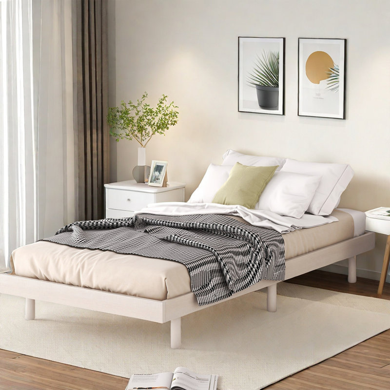 Base de lit plateforme flottante - Taille simple, support solide, design épuré et minimaliste pour la chambre à coucher