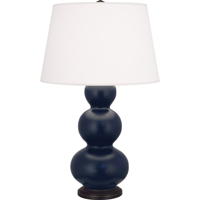 Triple Gourd Table Lamp, Deep Patina Bronze, Matte Midnight Blue