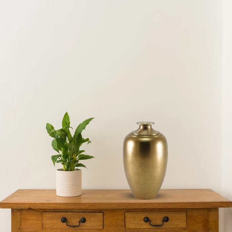 Luna Textured Slate Large Adult Urn, Gold