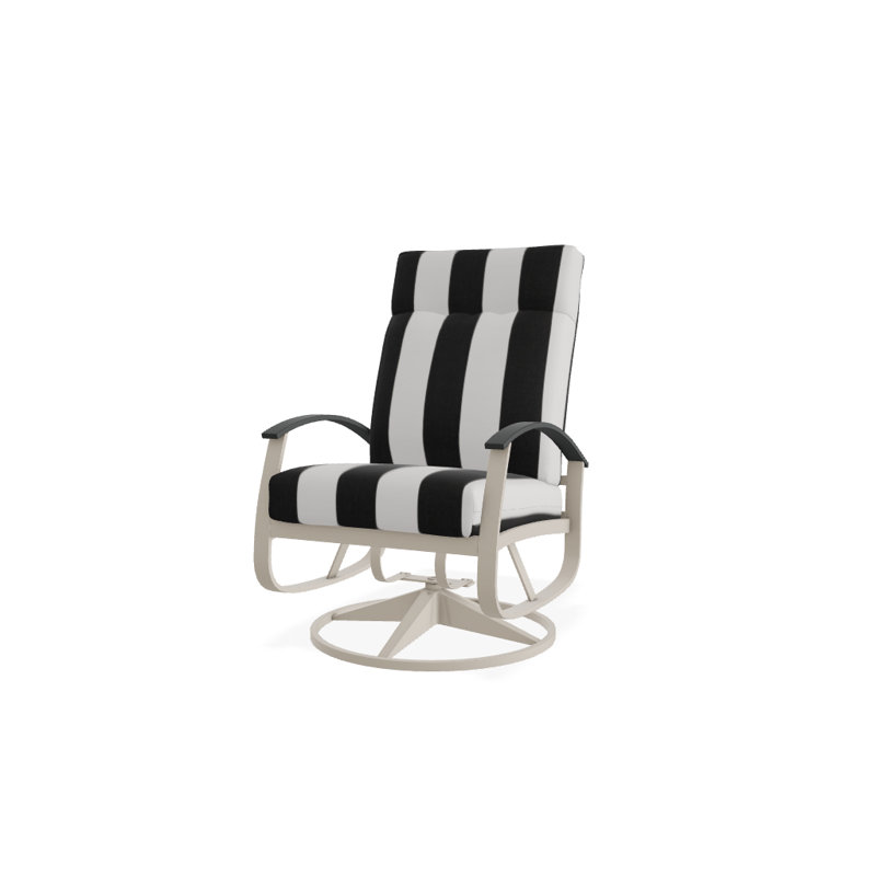 Chaise berçante pivotante réglable avec coussins Askar, Cabana classique à rayures noires Sunbrella®, Graphite classique P30