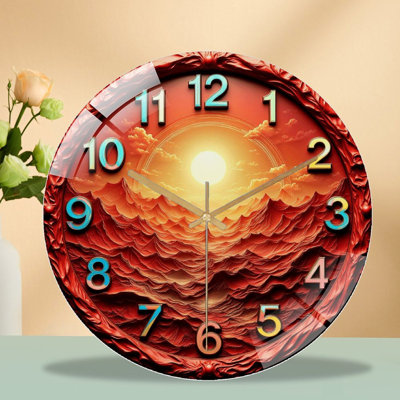 Horloge murale coucher de soleil, art décoratif 12 po