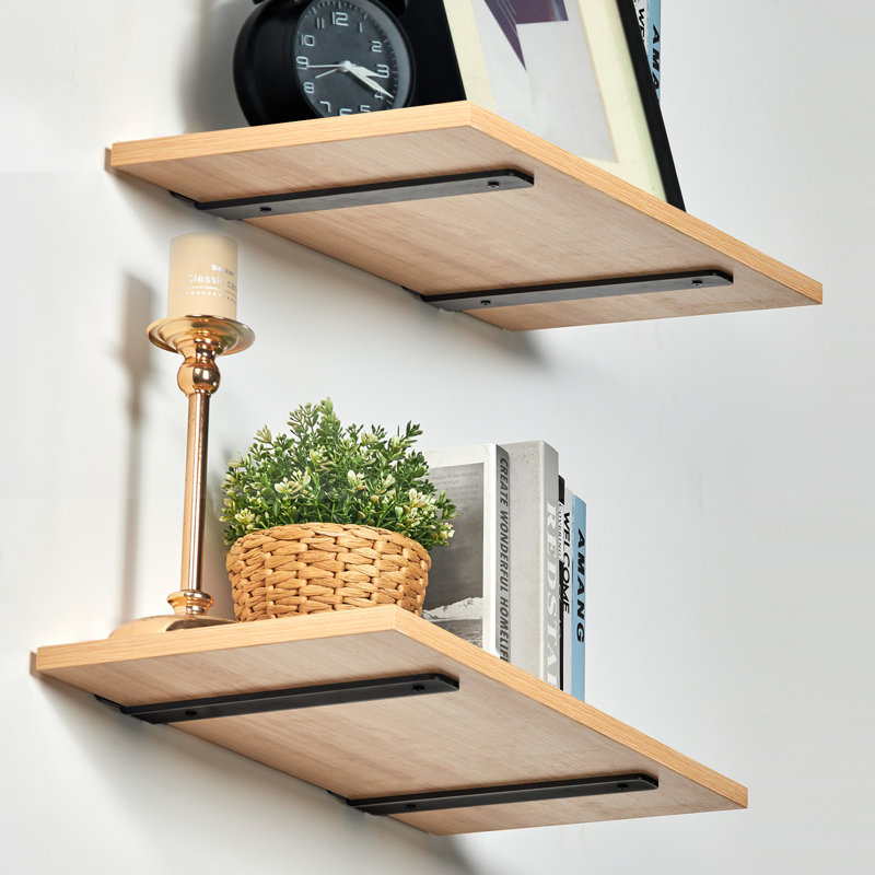 Heavy Duty Black Metal Floating Shelf Brackets Set of 6
