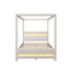 Grand lit plateforme à baldaquin tapissier avec lumières DEL, tête de lit, beige (ETA: 6/14)