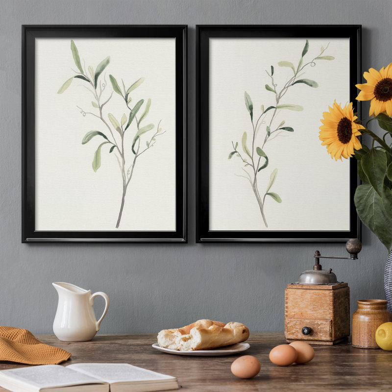 «Spindle Sprig III», ensemble de 2 impressions sur toile encadrées, Cadre noir, H 42,5 po x l 30,5 po x P 1,25 po