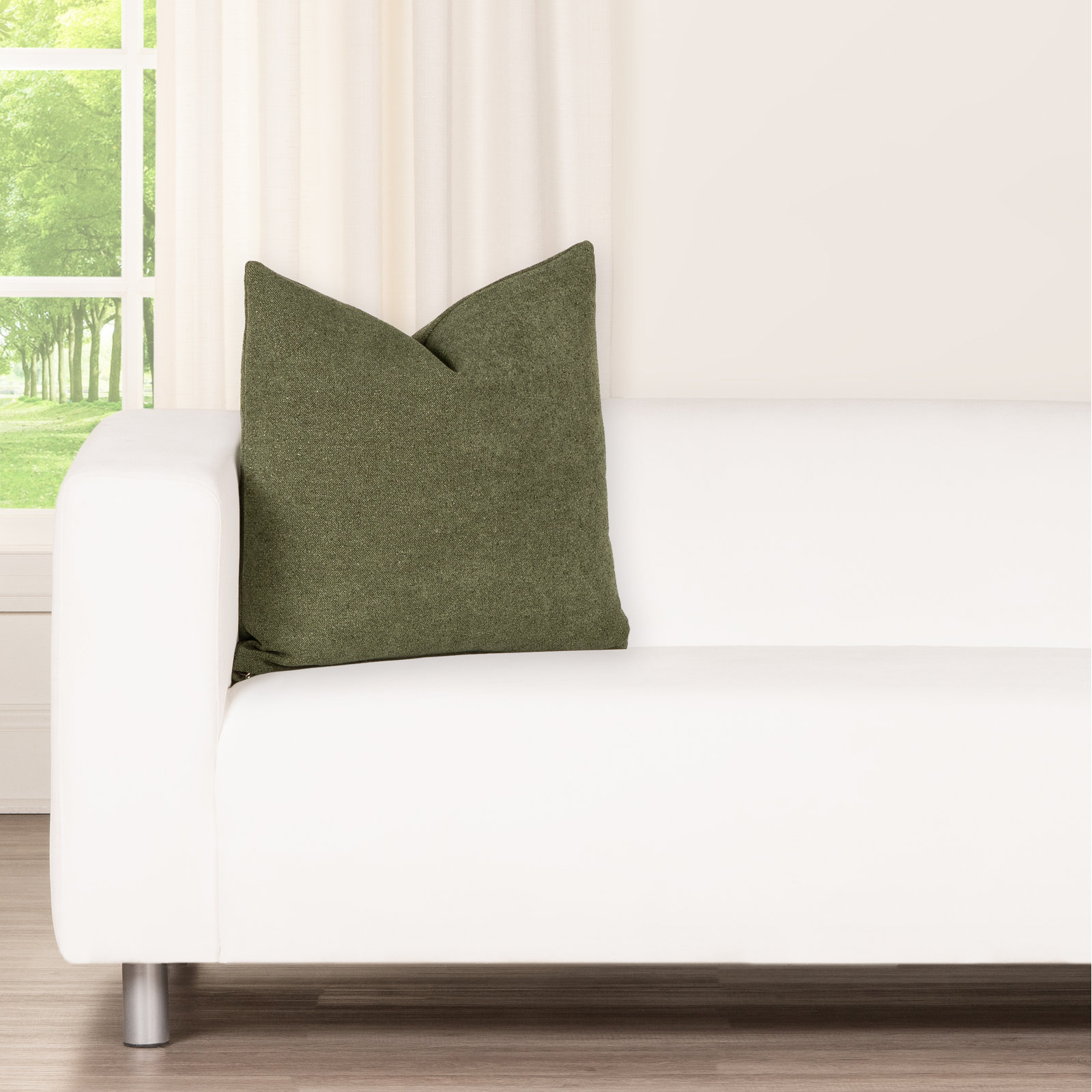 Cascade 36" x 30" Pillow Cover and Insert, Square 18", Green, Polyester
