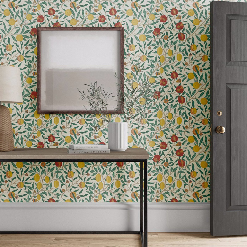 Fruit 10.05m x 52cm Matte Wallpaper Roll, Blue/Yellow/Red