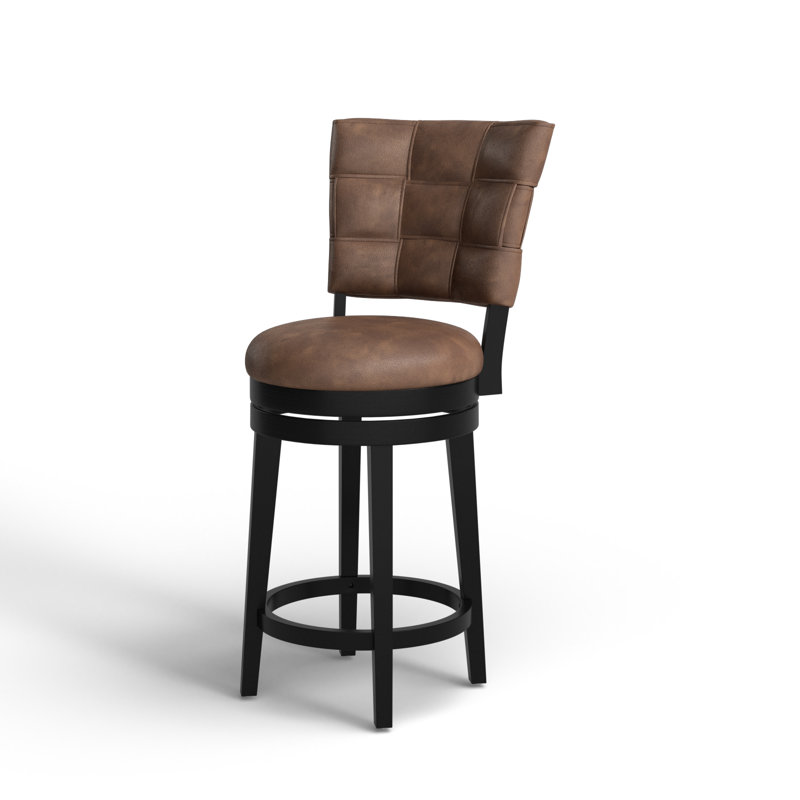 Bittu Swivel Upholstered Counter Stool with Solid Wood Frame, Counter Stool (26" Seat Height), Chestnut