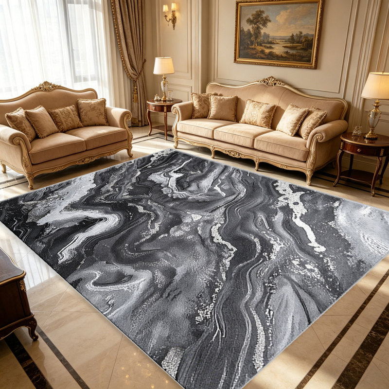 Charcoal Silver carpet-easy to clean, machine-washable, soft and comfortable; suitable for door mats, kitchens, living rooms, bedrooms, corridors, and laundry areas. Easy to clean, durable carpet for home decoration.