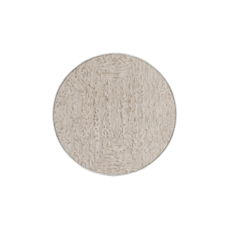 Machine Washable Beige Area Rug, Round 4'