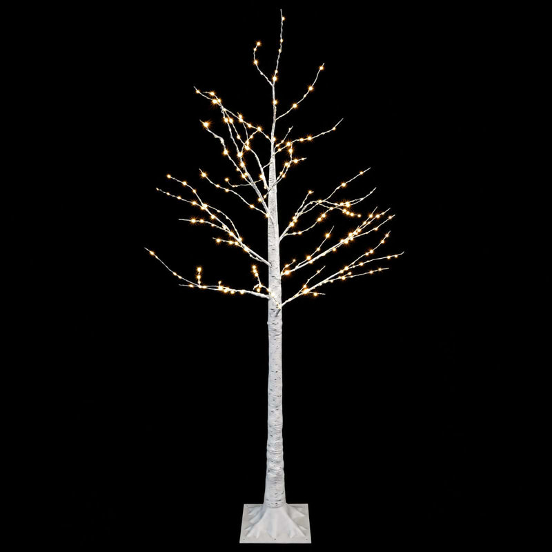 White Plastic Birch Christmas Tree, 150 cm, Warm White