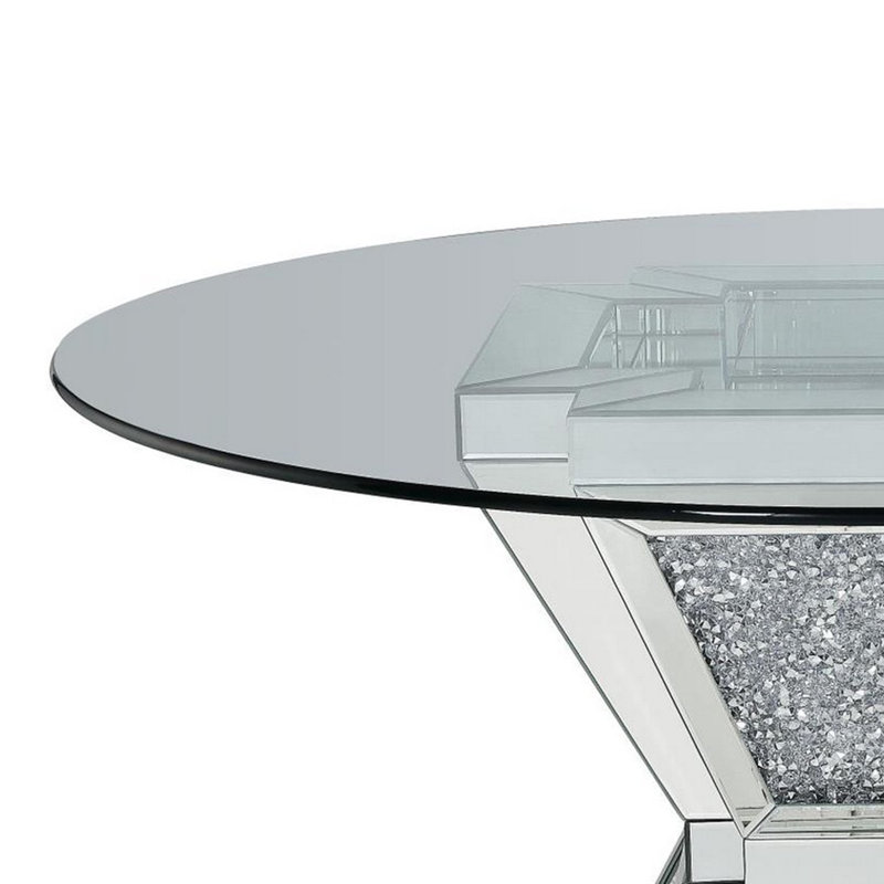 Round Glass Top Metal Base Dining Table
