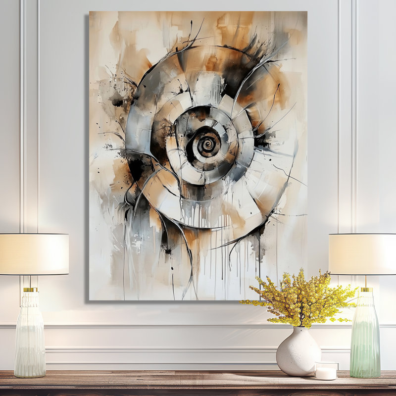 «Fractured Spiral Of Copper Elements III - Abstract Spirals», reproduction d'art moderne, H 40 po x l 30 po x P 0,84 po